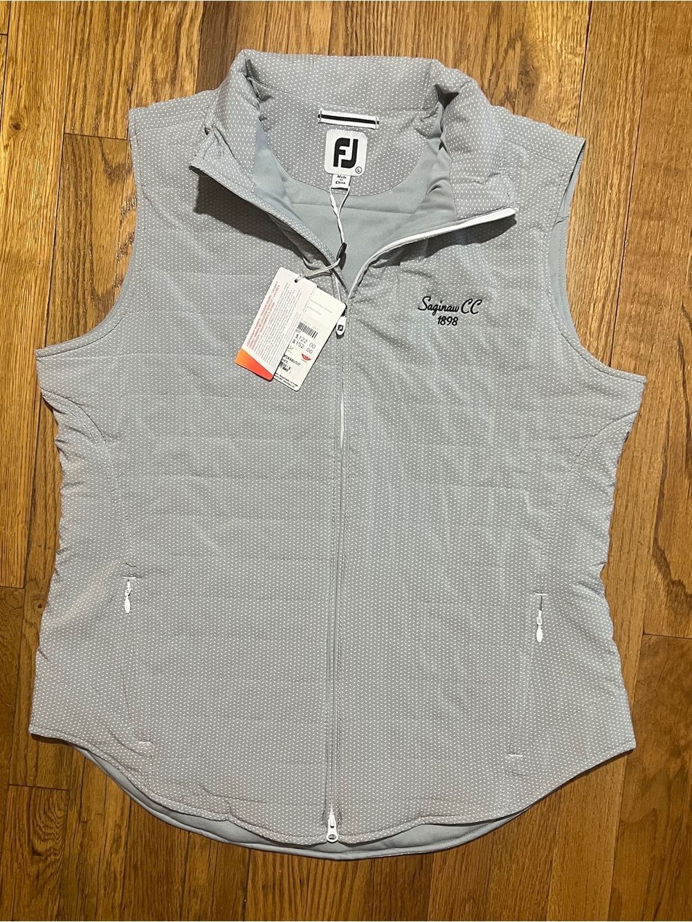 FootJoy Golf Leisure ThermoLite Printed Woven Insulated Vest Full Zip L Gray